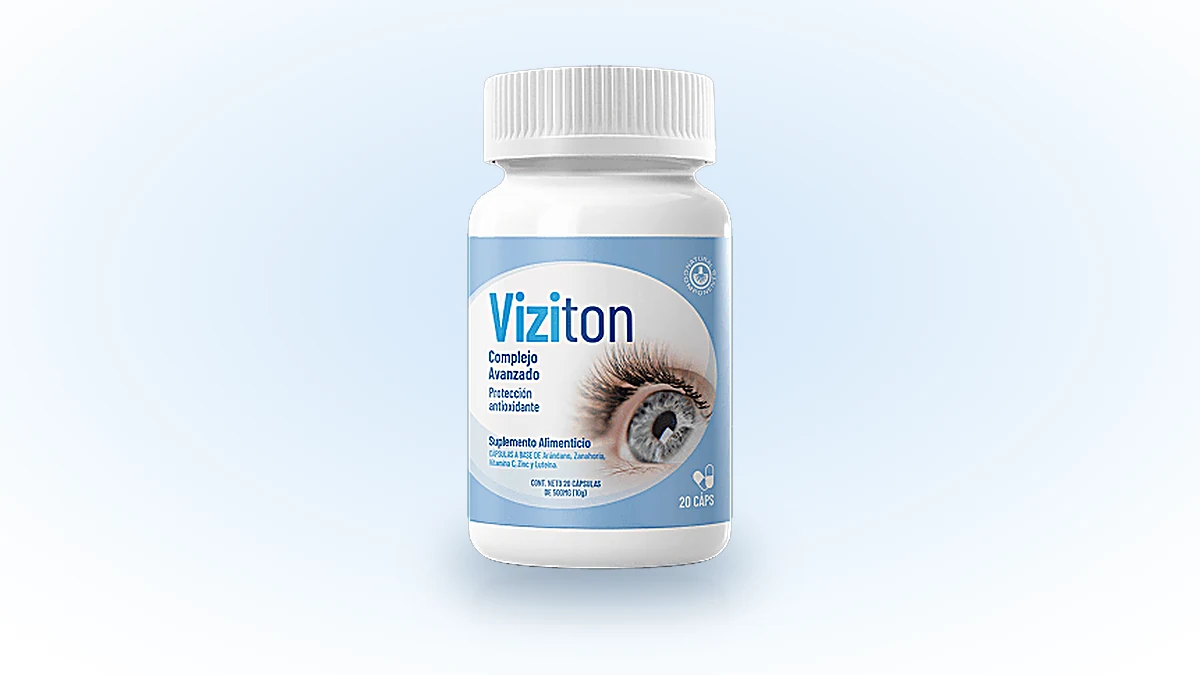 Frasco oficial de Viziton con la etiqueta del fabricante impresa al frente